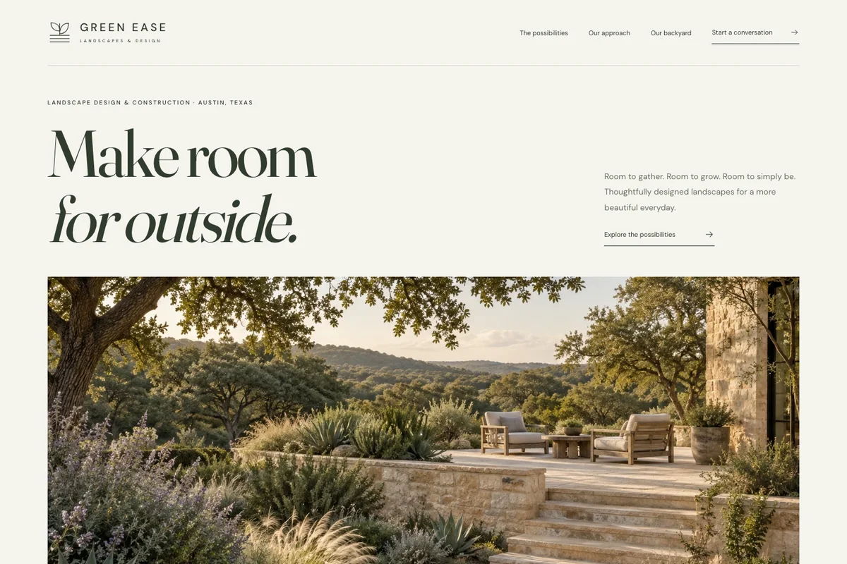 Green Ease Landscapes & Design website design